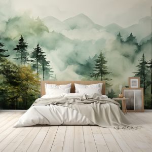 Tapet naslikana šuma vodene boje